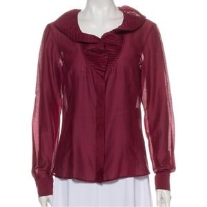 Alexander McQueen Etherial Silk Blouse with Pie Crust Collar